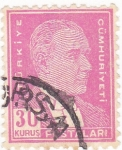 Stamps Turkey -  Presidente Mustafa Kemal Atatürk