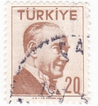 Stamps Turkey -  Presidente Mustafa Kemal Atatürk