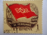 Sellos de Europa - Rumania -  Bandera del Partido Cumunista 1933-1958-R.P.Romina.