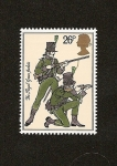 Stamps : Europe : United_Kingdom :  Uniformes Militares - Soldados - Chaquetas Verdes