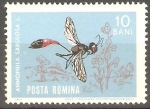Stamps : Europe : Romania :  INSECTOS.  AVISPA.  AMMOPHILA  SABULOSA.