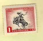 Sellos de America - Uruguay -  Scott 606. Doma del caballo.