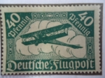 Stamps Germany -  Alemania Flugpost - Avión bimotor.Correo Aéreo. Alemania Reino.