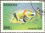Sellos de Africa - Tanzania -  VIDA  MARINA.  PEZ  CIRUJANO.