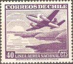 Stamps Chile -  AEROPLANO  SOBRE COSTAS  AL  AMANECER