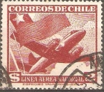 Stamps : America : Chile :  AEROPLANO  Y  BANDERA  DE  CHILE
