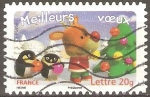 Stamps France -  RENO,  ÀRBOL  DE  NAVIDAD  Y  DOS  PINGÜINOS.