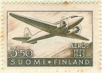 Stamps : Europe : Finland :  Bimotor en vuelo - Douglas DC 2