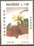 Sellos de America - Honduras -  CESTA  CON  FLORES  Y  PASCUA