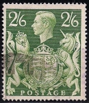 Stamps : Europe : United_Kingdom :  REY JORGE VI Y ESCUDO DE ARMAS.