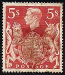 Stamps : Europe : United_Kingdom :  REY JORGE VI Y ESCUDO DE ARMAS.