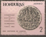 Stamps Honduras -  JUEGOS  OLÌMPICOS  TOKIO.  ROSETÒN  CON  JUGADORES  MAYAS.