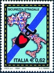 Sellos de Europa - Italia -  2597 - cinturon de seguridad, mapa de italia