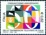 Stamps Italy -  2587 - 50 Aniv. de las tranmisiones de television en Italia