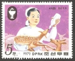 Sellos de Asia - Corea del norte -  1542 B  - Alimentando a un cervatillo