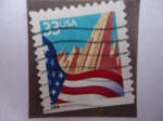 Stamps United States -  Bandera y Ciudad
