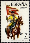 Stamps : Europe : Spain :  2200.-Uniformes Militares. III Grupo.Portaguión de Dragones de Numancia (1737)