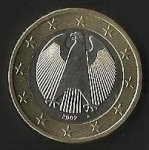 monedas del Mundo : Europa : Alemania :  MONEDA UN EURO - POSTERIOR