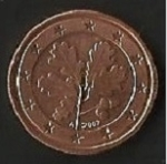 monedas del Mundo : Europa : Alemania :  MONEDA UN EURO CENT - POSTERIOR
