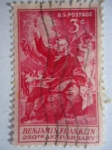 Stamps United States -  Benjamín Franklin - 250 Aniversario - Benjamin Franklin haciendo electricidad desde el cielo-