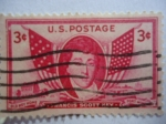 Stamps United States -  Francis Scott Key (17779-1843) y Banderas Americanas de 1814 1948-Autor de la Letra del Himno Nacion