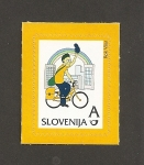 Sellos de Europa - Eslovenia -  Cartero Pavli en bicicleta