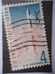 Stamps United States -  Washington monument and cherry blossoms-Centenario 1860-1960 - United states-Japan (Tratado entre lo