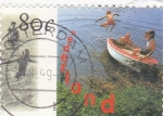 Stamps Netherlands -  Niños jugando en un lago