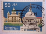 Stamps United States -  Fundación de Suiza 1291-1991