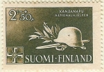 Stamps Finland -  Casco militar y laurel