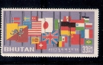 Stamps : Asia : Bhutan :  Banderas a media asta