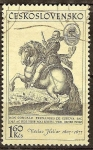 Stamps : Europe : Czechoslovakia :  Grabado ecuestre de Gonzalo Fernández de Córdoba por Wenceslao Hollar .