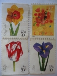 Stamps United States -  Flores - Daffodil, Love,Iris, Tulip-USA (Tasa para Siempre)