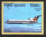 Sellos de Asia - Camboya -  Yakovlev Yak-42