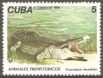 Sellos de America - Cuba -  ANIMALES  PREHISTÒRICOS.  CROCODYLUS  RHOMBIFER.