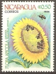 Stamps Nicaragua -  FLORA  APICOLA.  GIRASOL.