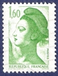 Sellos de Europa - Francia -  FRA Yvert 2219 Liberté 1,60 verde (2)