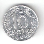 monedas del Mundo : Europa : Espa�a :  10 cts pta Franco 1959 Hojas de olivo BC