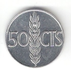 monedas del Mundo : Europa : Espa�a :  50 cts pta Franco 1966 Espiga BC