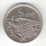 monedas de Europa - Espa�a -  5 ptas Franco 1957 (*1974) MBC