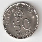 monedas del Mundo : Europa : Espa�a :  50 ptas Juan Carlos I 1980 (*1980) Mundial de Fútbol EBC