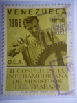 Stamps Venezuela -  O.E.A - II Conferencia Interamericana de Ministros del Trabajo 1966.