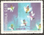 Stamps Guatemala -    NIÑOS  VOLANDO  SOBRE  PALOMAS.  50th  ANIVERSARIO  DE  LA  UNICEF