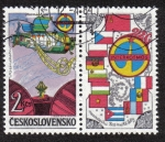 Stamps Czechoslovakia -  Intercosmos II + Viñeta
