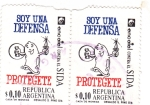 Stamps Argentina -  SOY UNA DEFENSA- PROTEGETE- SIDA