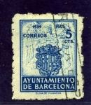 Stamps Spain -  Barcelona. Escudo nacional y de la Ciudad