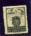 Stamps Spain -  Barcelona. Escudo nacional y de la Ciudad