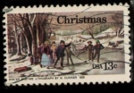 Stamps United States -  NAVIDAD - PATINANDO EN UN LAGO