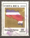 Sellos del Mundo : America : Costa_Rica : EDUCACIÒN, DEMOCRACIA  Y  PAZ.  BANDERA  Y  MAPA.