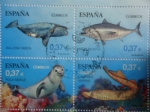 Stamps Spain -  Fauna Marina en peligro de Extinción-Ballena Vasca,Atún Rojo,Foca Monje,Lamprea Marina